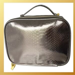 Estee Lauder Metallic Bronze Croc Cosmetic Makeup Travel Case